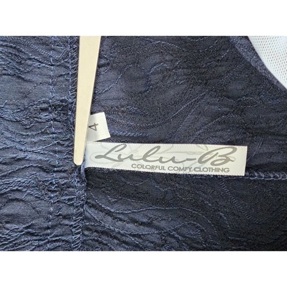 Navy Blue Stretch Paisley Pants for Women: Lulu B's Colorful and Comfortable - Picture 6 of 13